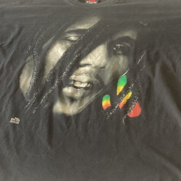 Bob Marley Graphic Tee Zion Rootswear 3X 100% Cotton Black With Red Yellow Green - Picture 8 of 12